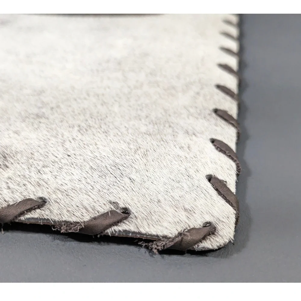 Western Cowhide Longhorn Placemat 17x12 Whipstitch Rustic Decor NEW